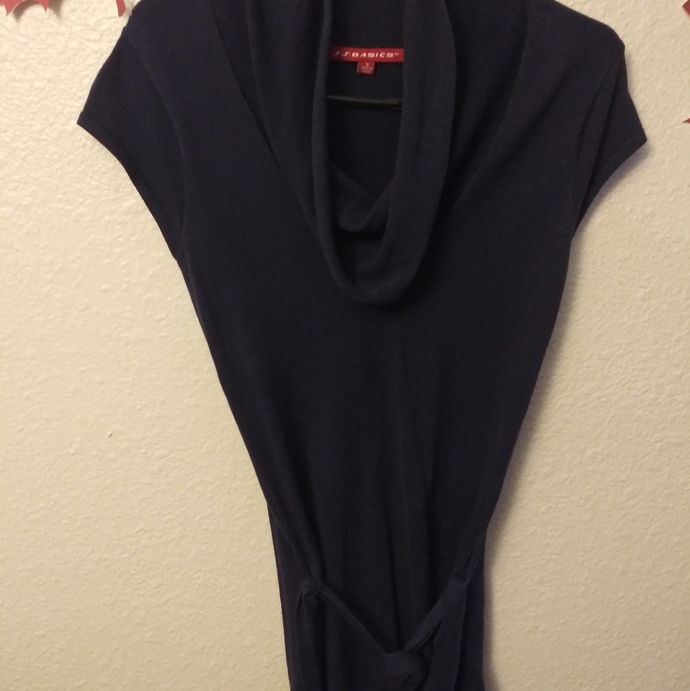 J.J. Basics Dark Blue Cowel Neck Sweater Tunic